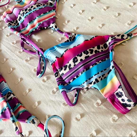 ZAFUL Leopard Panel Striped Cutout Bikini L - Picture 6 of 16